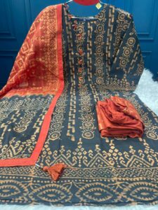 Vegetable Batik Stitched Three Piece Collection