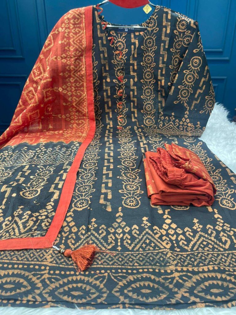 Vegetable Batik Stitched Three Piece Collection