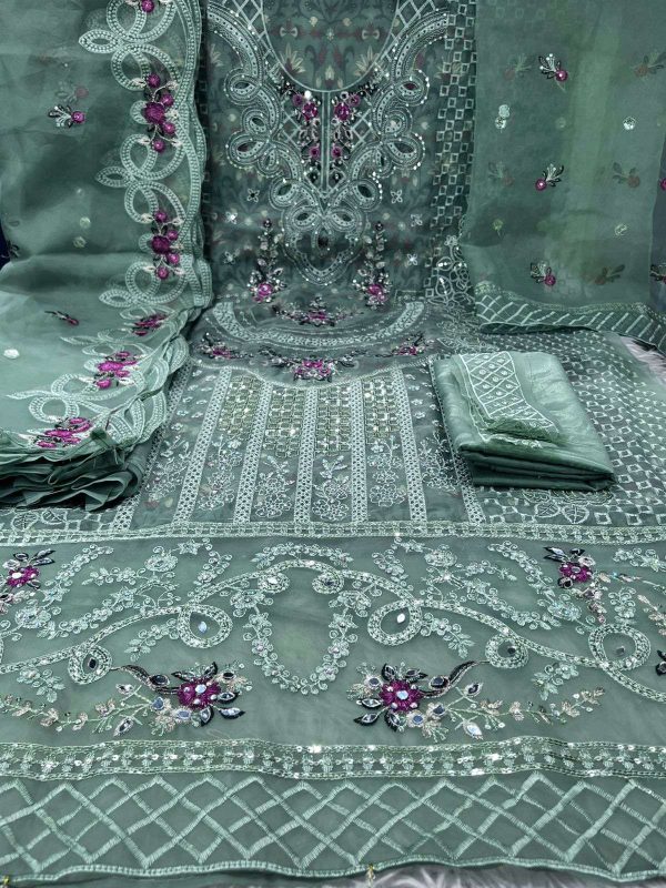Inner Printed Pure Organza Collection – Olive